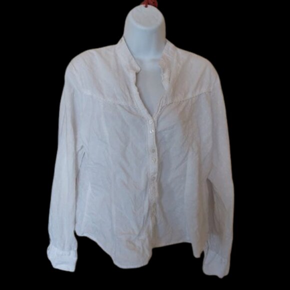 White Cotton Blouse Size Large - Picture 1 of 2